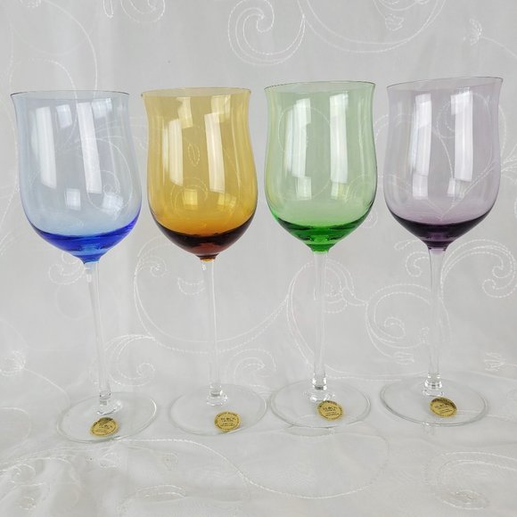 Block Other - Block Carousel Crystal Wine Glasses Set 4 Hand Cut